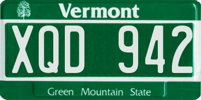 VT license plate XQD942
