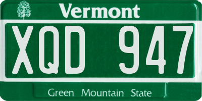 VT license plate XQD947