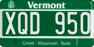 VT license plate XQD950