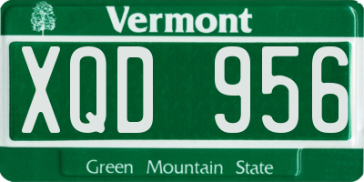 VT license plate XQD956