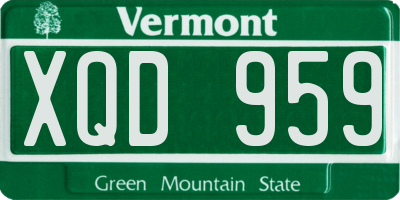 VT license plate XQD959