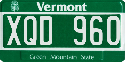 VT license plate XQD960