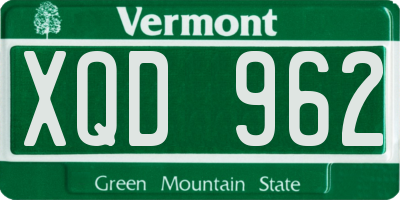 VT license plate XQD962