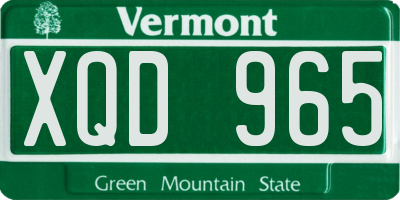 VT license plate XQD965