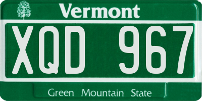 VT license plate XQD967