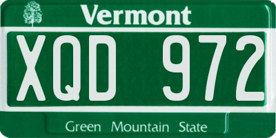 VT license plate XQD972