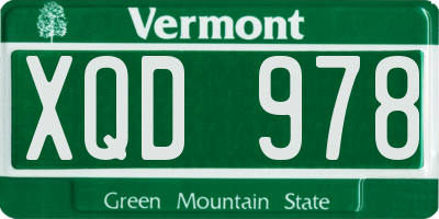 VT license plate XQD978