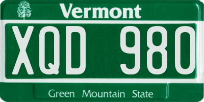 VT license plate XQD980