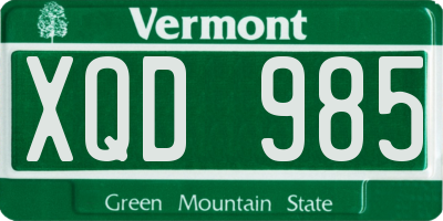 VT license plate XQD985