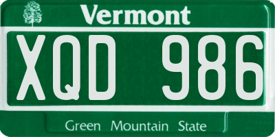 VT license plate XQD986
