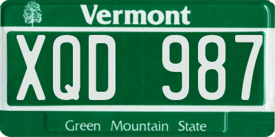 VT license plate XQD987