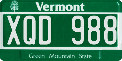 VT license plate XQD988
