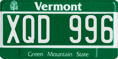 VT license plate XQD996