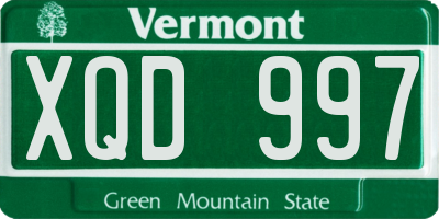 VT license plate XQD997