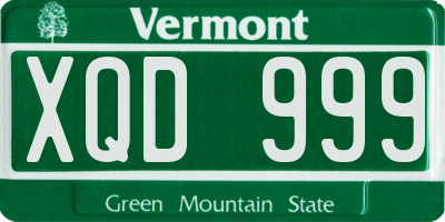 VT license plate XQD999