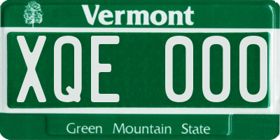 VT license plate XQE000