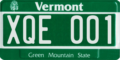 VT license plate XQE001