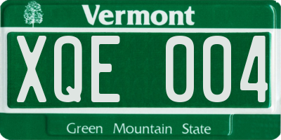 VT license plate XQE004