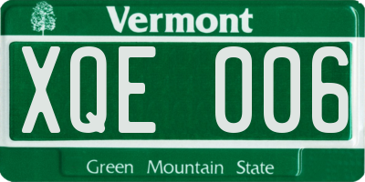 VT license plate XQE006