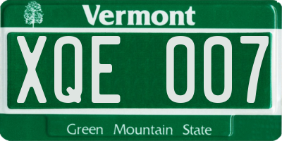 VT license plate XQE007
