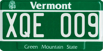 VT license plate XQE009