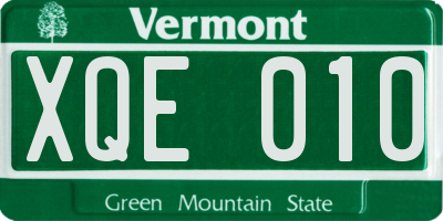 VT license plate XQE010