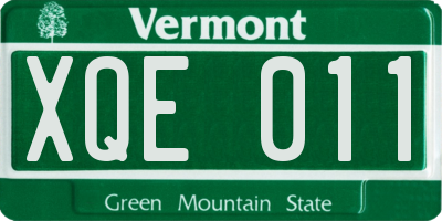 VT license plate XQE011
