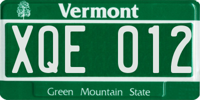 VT license plate XQE012
