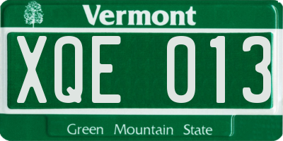 VT license plate XQE013