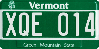 VT license plate XQE014