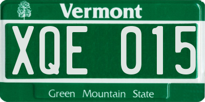 VT license plate XQE015