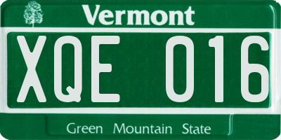 VT license plate XQE016