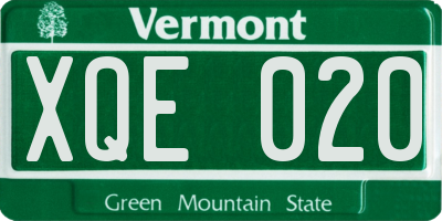 VT license plate XQE020