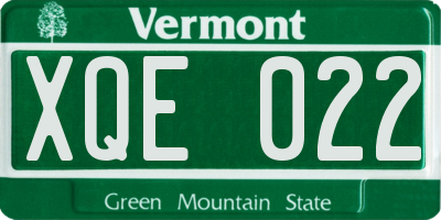 VT license plate XQE022
