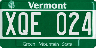 VT license plate XQE024
