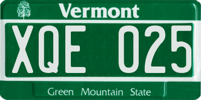 VT license plate XQE025