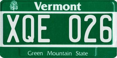 VT license plate XQE026