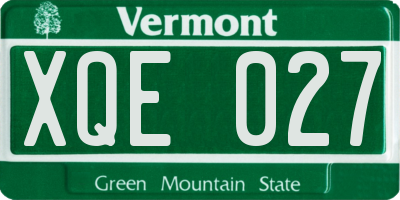 VT license plate XQE027