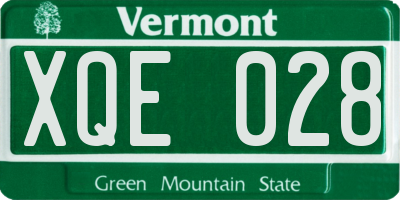 VT license plate XQE028
