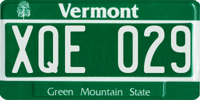 VT license plate XQE029