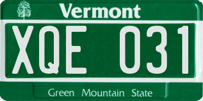 VT license plate XQE031