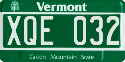 VT license plate XQE032
