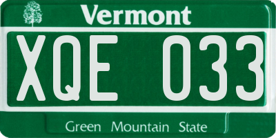 VT license plate XQE033