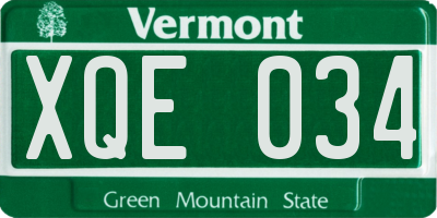 VT license plate XQE034