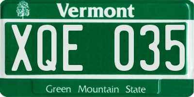 VT license plate XQE035