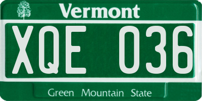 VT license plate XQE036