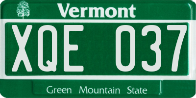 VT license plate XQE037