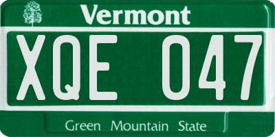 VT license plate XQE047