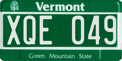 VT license plate XQE049