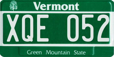 VT license plate XQE052
